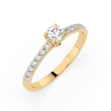 0,2+0,21 Karat Diamant Verlobungsring mit 15 Diamanten, Gelbgold 585 / 14K