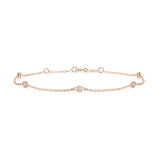 Goldarmband als Ankerkette mit 0,14 Karat Diamanten, Rotgold 585 / 14 Karat