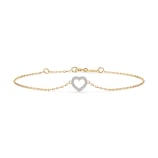 Herz Goldarmband als Ankerkette mit 0,07 Karat Diamanten, Gelbgold 585 / 14 Karat