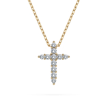 0,09 Karat Diamant Anhänger Kreuz Gelbgold 585 (14K) mit Goldkette für Damen