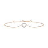 Herz Goldarmband als Ankerkette mit 0,07 Karat Diamanten, Rotgold 585 / 14 Karat