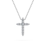 0,09 Karat Diamant Anhänger Kreuz Weißgold 585 (14K) mit Goldkette für Damen