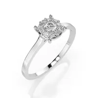 0,15 Karat Diamant Verlobungsring mit 11 Diamanten, Weißgold 585 / 14K, Weite 53 mm, Gewicht ca. 1.7 g.