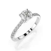 0,4+0,21 Karat Diamant Verlobungsring mit 15 Diamanten, Weißgold 585 / 14K, Weite 51 mm, Gewicht ca. 1.5 g.