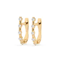 0,2 Karat Diamant Creolen, Gelbgold 585 / 14 Karat, Gewicht ca. 1.6 g.