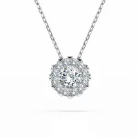 Diamantanhänger in 0,1 Karat, Weißgold 585 / 14 Karat, mit einer 585ger Goldkette in 45 (42+3) cm lang, Gewicht ca. 1,7 g.