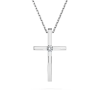 Diamantanhänger in 0,03 Karat, Weißgold 585 / 14 Karat, mit einer 585ger Goldkette in 45 (42+3) cm lang, Gewicht ca. 2 g.