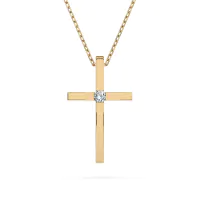 Diamantanhänger in 0,03 Karat, Gelbgold 585 / 14 Karat, mit einer 585ger Goldkette in 45 (42+3) cm lang, Gewicht ca. 2 g.