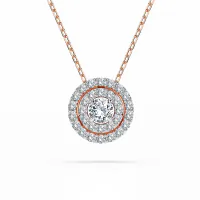 Diamantanhänger in 0,24 Karat, Rotgold 585 / 14 Karat, mit einer 585ger Goldkette in 45 (40+5) cm lang, Gewicht ca. 2,2 g.