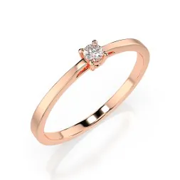 0,10 Karat Diamant Verlobungsring mit 1 Diamanten, Rotgold 585 / 14K, Weite 49 mm, Gewicht ca. 1.2 g.