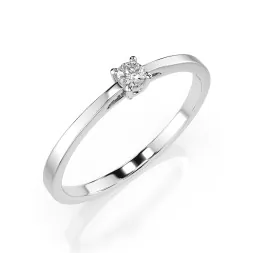 0,10 Karat Diamant Verlobungsring mit 1 Diamanten, Weißgold 585 / 14K, Weite 47 mm, Gewicht ca. 1.2 g.