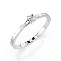 0,10 Karat Diamant Verlobungsring mit 1 Diamanten, Weißgold 585 / 14K, Weite 57 mm, Gewicht ca. 1.2 g.