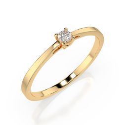 0,10 Karat Diamant Verlobungsring mit 1 Diamanten, Gelbgold 585 / 14K, Weite 60 mm, Gewicht ca. 1.2 g.