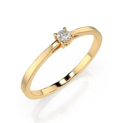 0,10 Karat Diamant Verlobungsring mit 1 Diamanten, Gelbgold 585 / 14K, Weite 54 mm, Gewicht ca. 1.2 g.