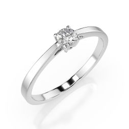 0,15 Karat Diamant Verlobungsring, Weißgold 585 / 14K, Weite 48 mm, Gewicht ca. 1.4 g.