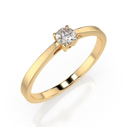 0,15 Karat Diamant Verlobungsring, Gelbgold 585 / 14K, Weite 51 mm, Gewicht ca. 1.4 g.
