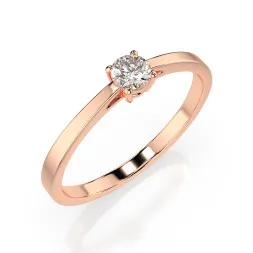 0,20 Karat Diamant Verlobungsring mit 1 Diamanten, Rotgold 585 / 14K, Weite 51 mm, Gewicht ca. 1.5 g.