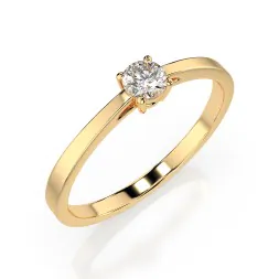 0,20 Karat Diamant Verlobungsring mit 1 Diamanten, Gelbgold 585 / 14K, Weite 52 mm, Gewicht ca. 1.5 g.