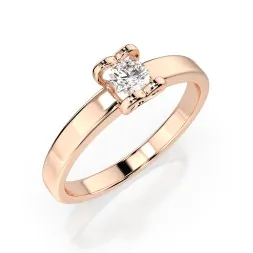 0,15 Karat Diamant Verlobungsring mit 1 Diamanten, Rotgold 585 / 14K, Weite 47 mm, Gewicht ca. 2.0 g.
