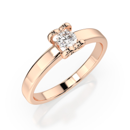 0,15 Karat Diamant Verlobungsring mit 1 Diamanten, Rotgold 585 / 14K, Weite 54 mm, Gewicht ca. 2.0 g.