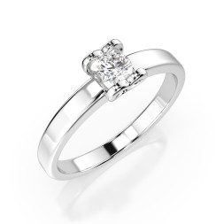 0,15 Karat Diamant Verlobungsring mit 1 Diamanten, Weißgold 585 / 14K, Weite 58 mm, Gewicht ca. 2.0 g.