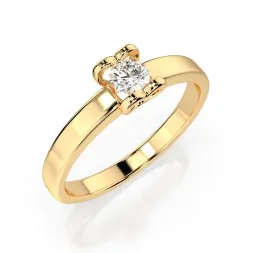 0,15 Karat Diamant Verlobungsring mit 1 Diamanten, Gelbgold 585 / 14K, Weite 47 mm, Gewicht ca. 2.0 g.