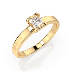 0,15 Karat Diamant Verlobungsring mit 1 Diamanten, Gelbgold 585 / 14K, Weite 67 mm, Gewicht ca. 2.0 g.