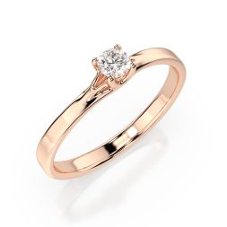 0,1 Karat Diamant Verlobungsring, Rotgold 585 / 14K, Weite 62 mm, Gewicht ca. 1.3 g.