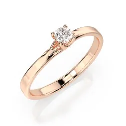 0,1 Karat Diamant Verlobungsring, Rotgold 585 / 14K, Weite 51 mm, Gewicht ca. 1.3 g.