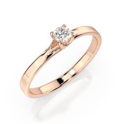 0,1 Karat Diamant Verlobungsring, Rotgold 585 / 14K, Weite 54 mm, Gewicht ca. 1.3 g.