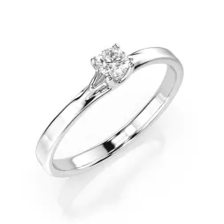 0,1 Karat Diamant Verlobungsring, Weißgold 585 / 14K, Weite 47 mm, Gewicht ca. 1.3 g.