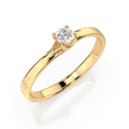 0,1 Karat Diamant Verlobungsring, Gelbgold 585 / 14K, Weite 49 mm, Gewicht ca. 1.3 g.