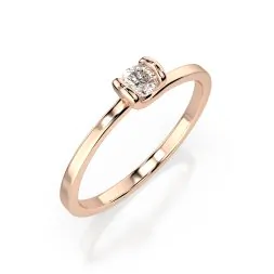 0,10 Karat Diamant Verlobungsring mit 1 Diamanten, Rotgold 585 / 14K