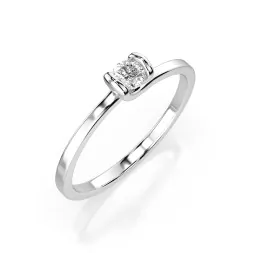 0,10 Karat Diamant Verlobungsring mit 1 Diamanten, Weißgold 585 / 14K, Weite 49 mm, Gewicht ca. 1.3 g.