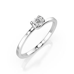 0,10 Karat Diamant Verlobungsring mit 1 Diamanten, Weißgold 585 / 14K, Weite 55 mm, Gewicht ca. 1.3 g.