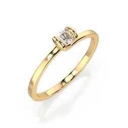 0,10 Karat Diamant Verlobungsring mit 1 Diamanten, Gelbgold 585 / 14K, Weite 70 mm, Gewicht ca. 1.3 g.