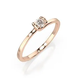 0,15 Karat Diamant Verlobungsring mit 1 Diamanten, Rotgold 585 / 14K, Weite 49 mm, Gewicht ca. 1.4 g.