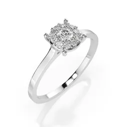 0,15 Karat Diamant Verlobungsring mit 11 Diamanten, Weißgold 585 / 14K, Weite 47 mm, Gewicht ca. 1.7 g.