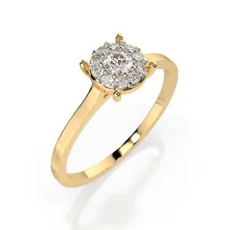 0,15 Karat Diamant Verlobungsring mit 11 Diamanten, Gelbgold 585 / 14K, Weite 54 mm, Gewicht ca. 1.7 g.