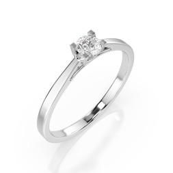 0,15 Karat Diamant Verlobungsring mit 1 Diamanten, Weißgold 585 / 14K, Weite 64 mm, Gewicht ca. 1.6 g.