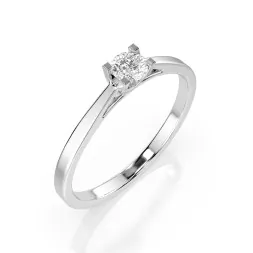 0,15 Karat Diamant Verlobungsring mit 1 Diamanten, Weißgold 585 / 14K, Weite 71 mm, Gewicht ca. 1.6 g.