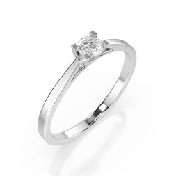 0,15 Karat Diamant Verlobungsring mit 1 Diamanten, Weißgold 585 / 14K, Weite 50 mm, Gewicht ca. 1.6 g.