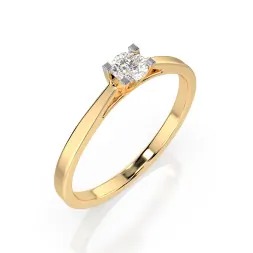 0,15 Karat Diamant Verlobungsring mit 1 Diamanten, Gelbgold 585 / 14K, Weite 52 mm, Gewicht ca. 1.6 g.