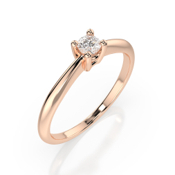 0,06 Karat Diamant Verlobungsring mit 1 Diamanten, Rotgold 585 / 14K, Weite 51 mm, Gewicht ca. 1.75 g.