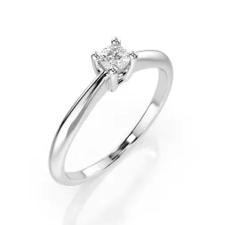 0,06 Karat Diamant Verlobungsring mit 1 Diamanten, Weißgold 585 / 14K, Weite 52 mm, Gewicht ca. 1.75 g.