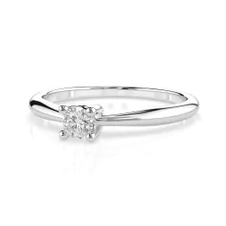 0,10 Karat Diamant Verlobungsring mit 1 Diamanten, Weißgold 585 / 14K, Weite 49 mm, Gewicht ca. 1.7 g.