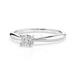 0,10 Karat Diamant Verlobungsring mit 1 Diamanten, Weißgold 585 / 14K, Weite 53 mm, Gewicht ca. 1.7 g.