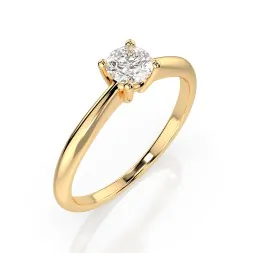 0,30 Karat Diamant Verlobungsring mit 1 Diamanten, Gelbgold 585 / 14K, Weite 59 mm, Gewicht ca. 2.0 g.