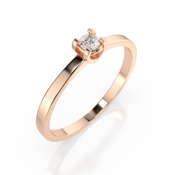 0,10 Karat Diamant Verlobungsring, Rotgold 585 / 14K, Weite 72 mm, Gewicht ca. 1.3 g.