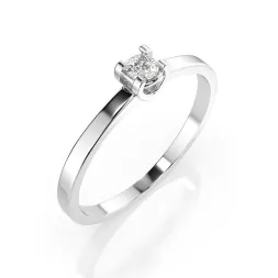 0,10 Karat Diamant Verlobungsring, Weißgold 585 / 14K, Weite 49 mm, Gewicht ca. 1.3 g.